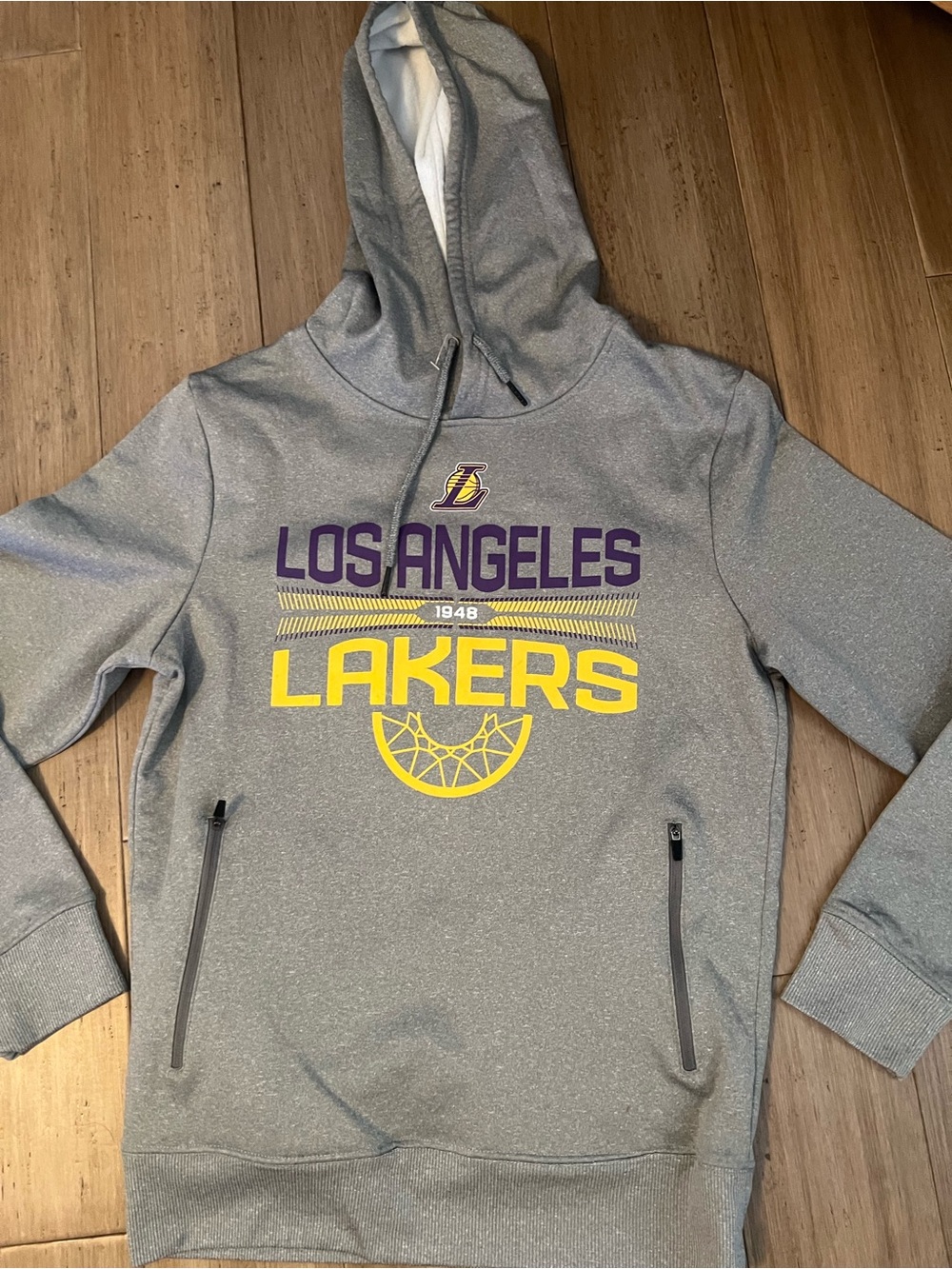 NBA Gray Hoodie with Purple and Gold Lakers Logo